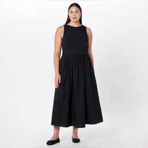 The Drop Women's Dia Dress Mixed Fabric‎ Black Midi Tank Dress Size 3x